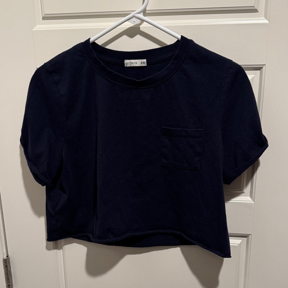 Cotton On Navy Crop Top with Pocket